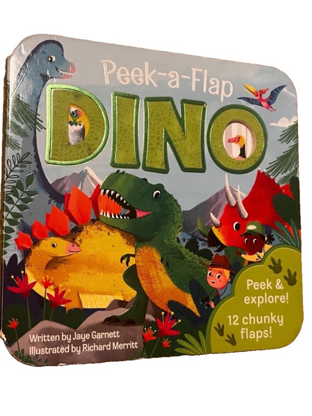 Peek-a-Flap DINO Lift-the-Flap Children's Board Book Jaye Garnett Dinosaur Toy